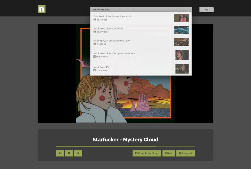 Screenshot of a playlist in newsic